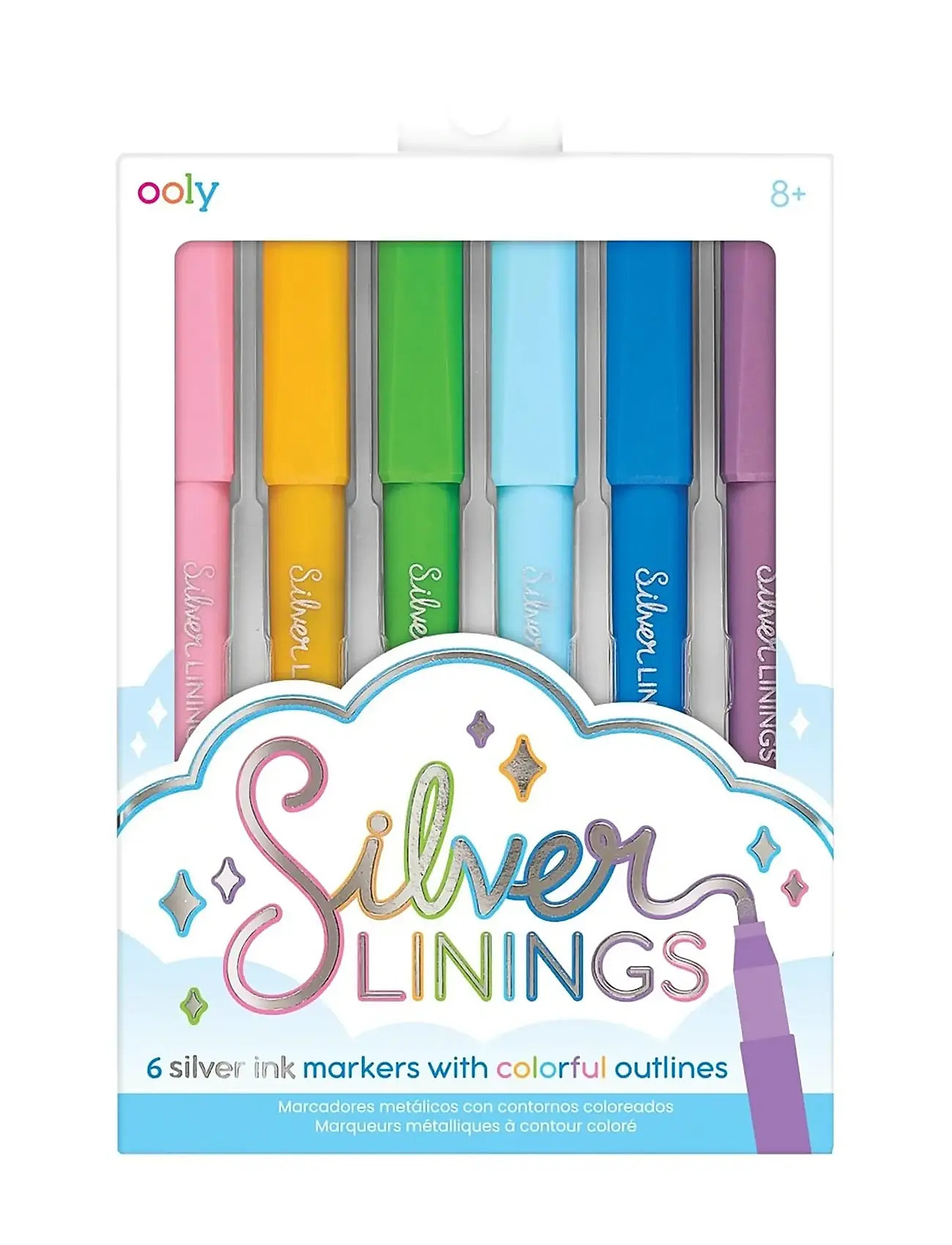 Ooly Outline Markers 6 Pcs - Silver Linings, One Size, Multi/patterned, Drawing > Pencils, Børn