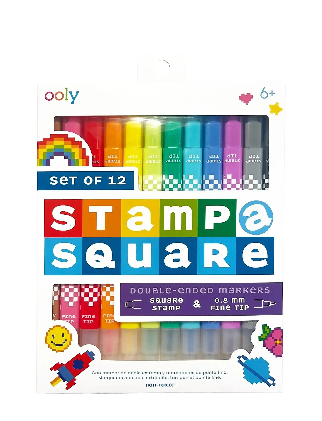 Ooly Markers 12 Pcs - Double Sided - Stamp-A-Square, One Size, Multi/patterned, Drawing > Pencils, Børn