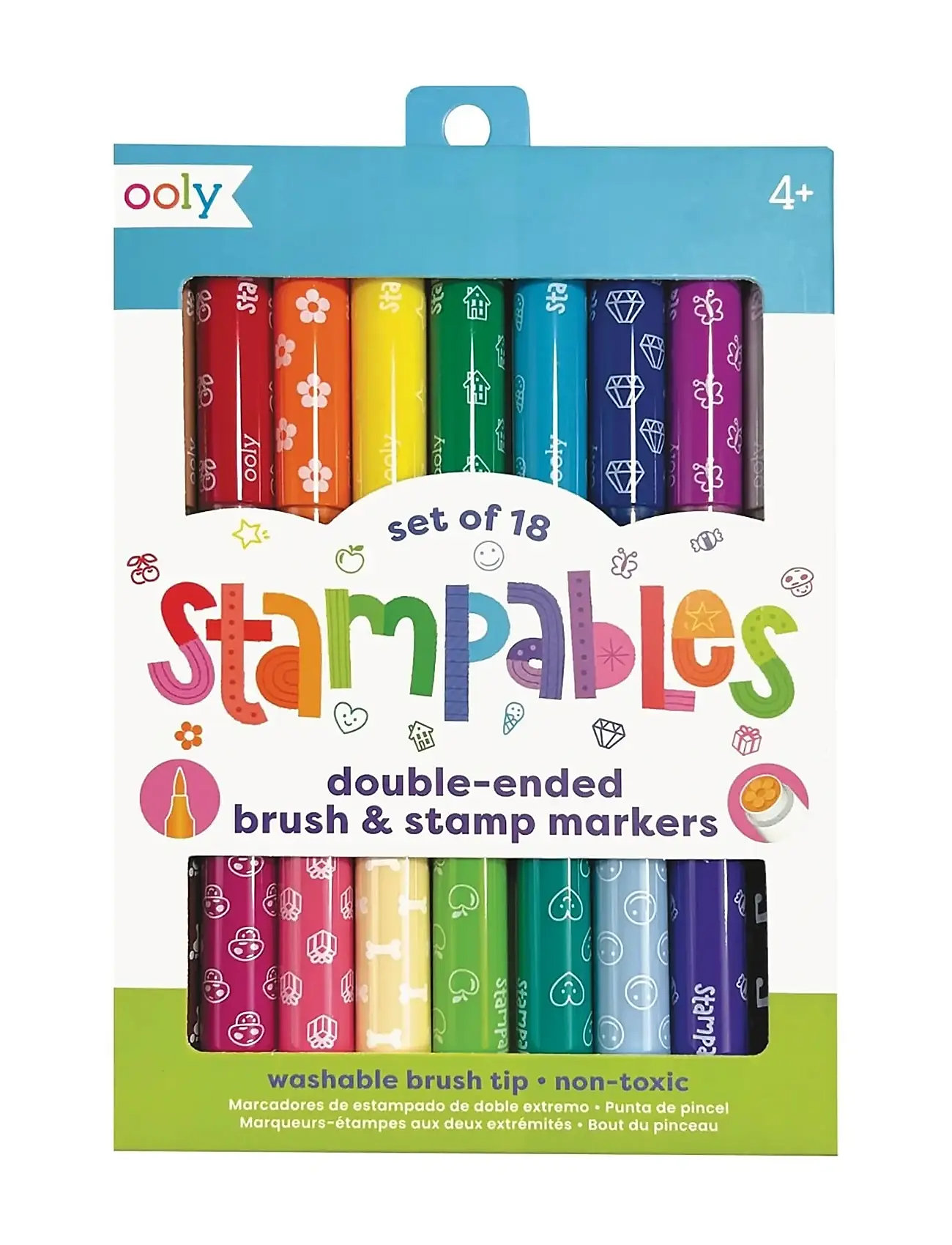 Ooly Brush Markers With Stamp 18 Pcs - Stampables, One Size, Multi/patterned, Drawing > Pencils, Børn