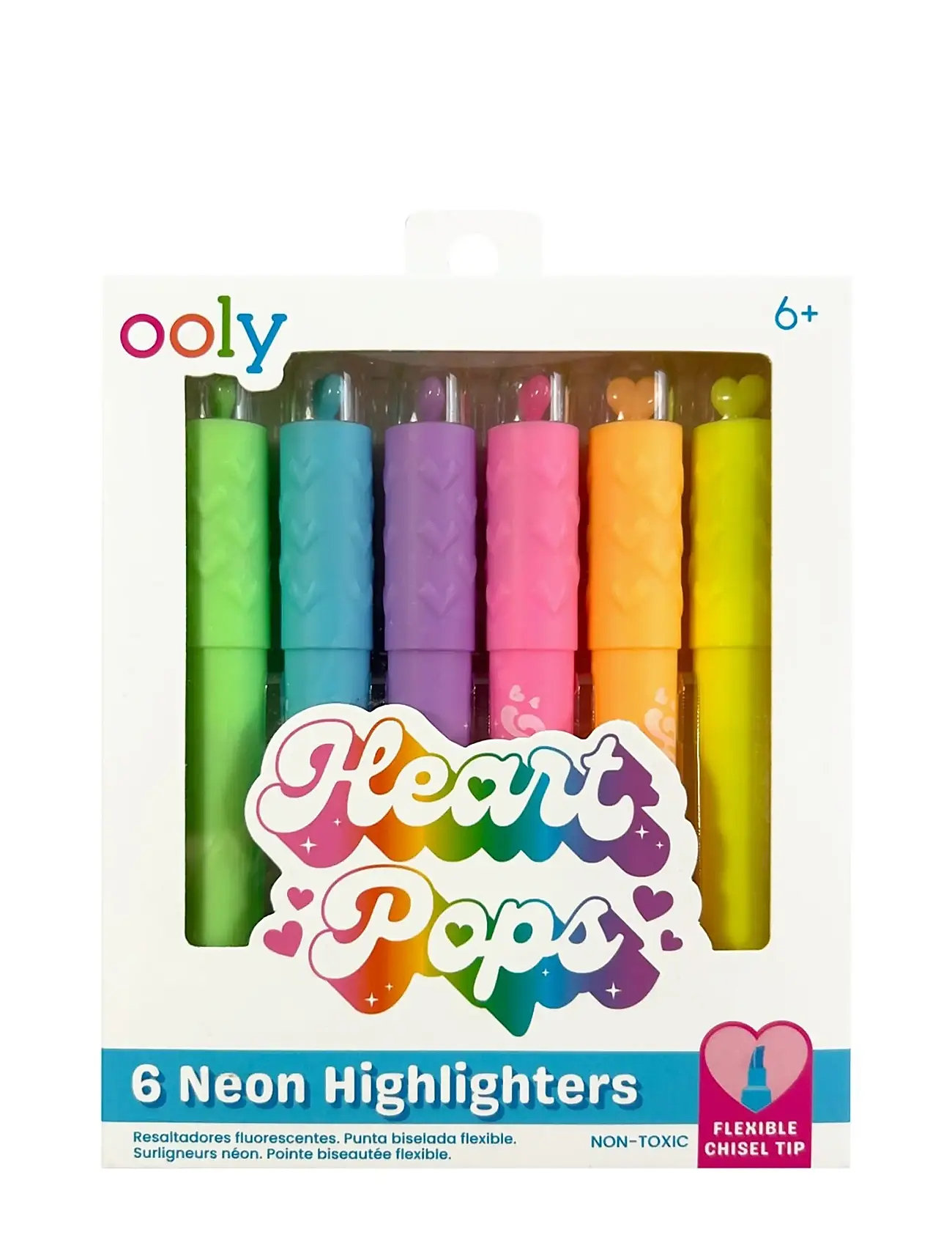 Ooly Highlighter 6 Pcs - Heart Pops Neon, One Size, Multi/patterned, Drawing > Pencils, Børn
