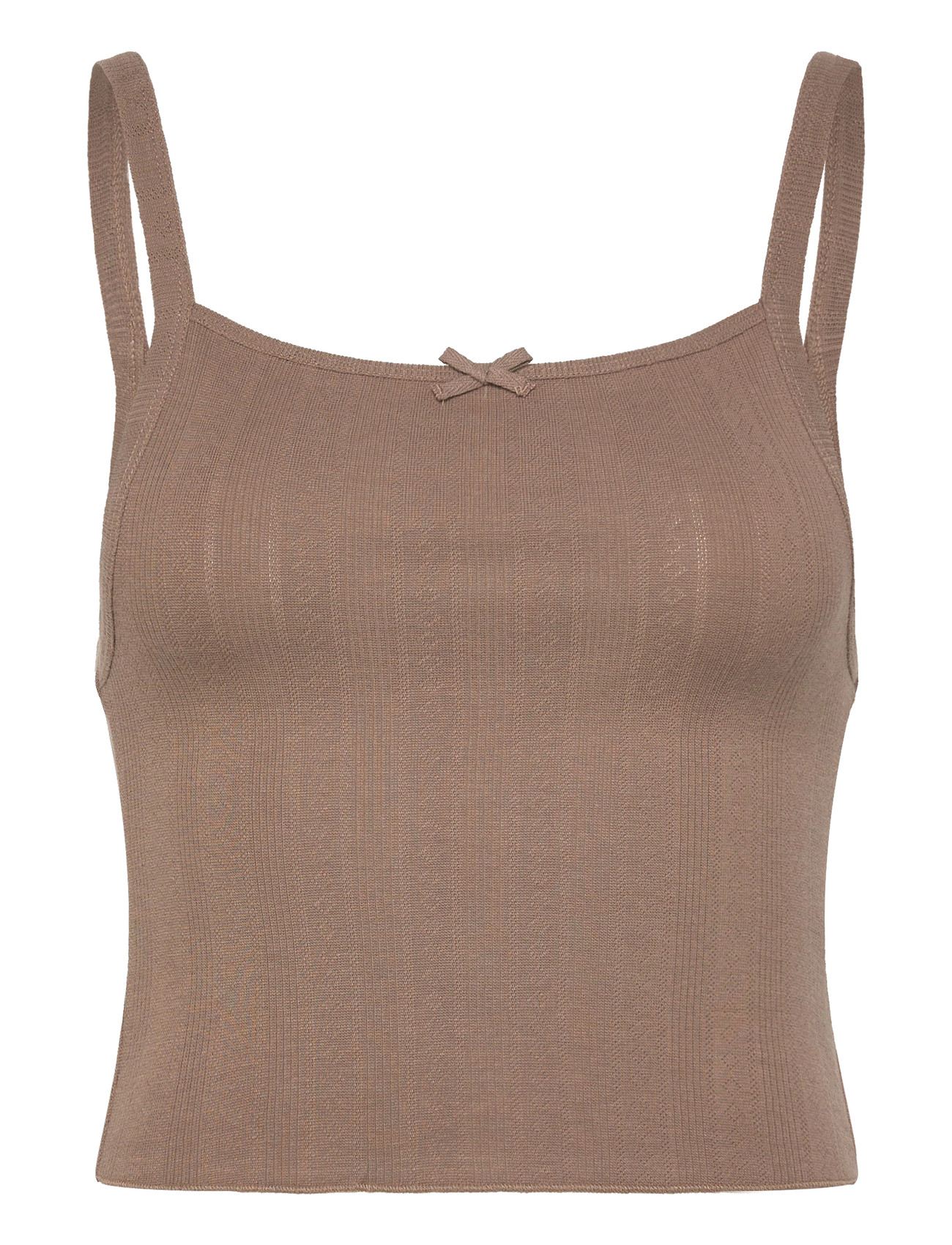 Organic Basics Pointelle Top, L, Brown, Nat- Og Loungewear > Toppe, Dame
