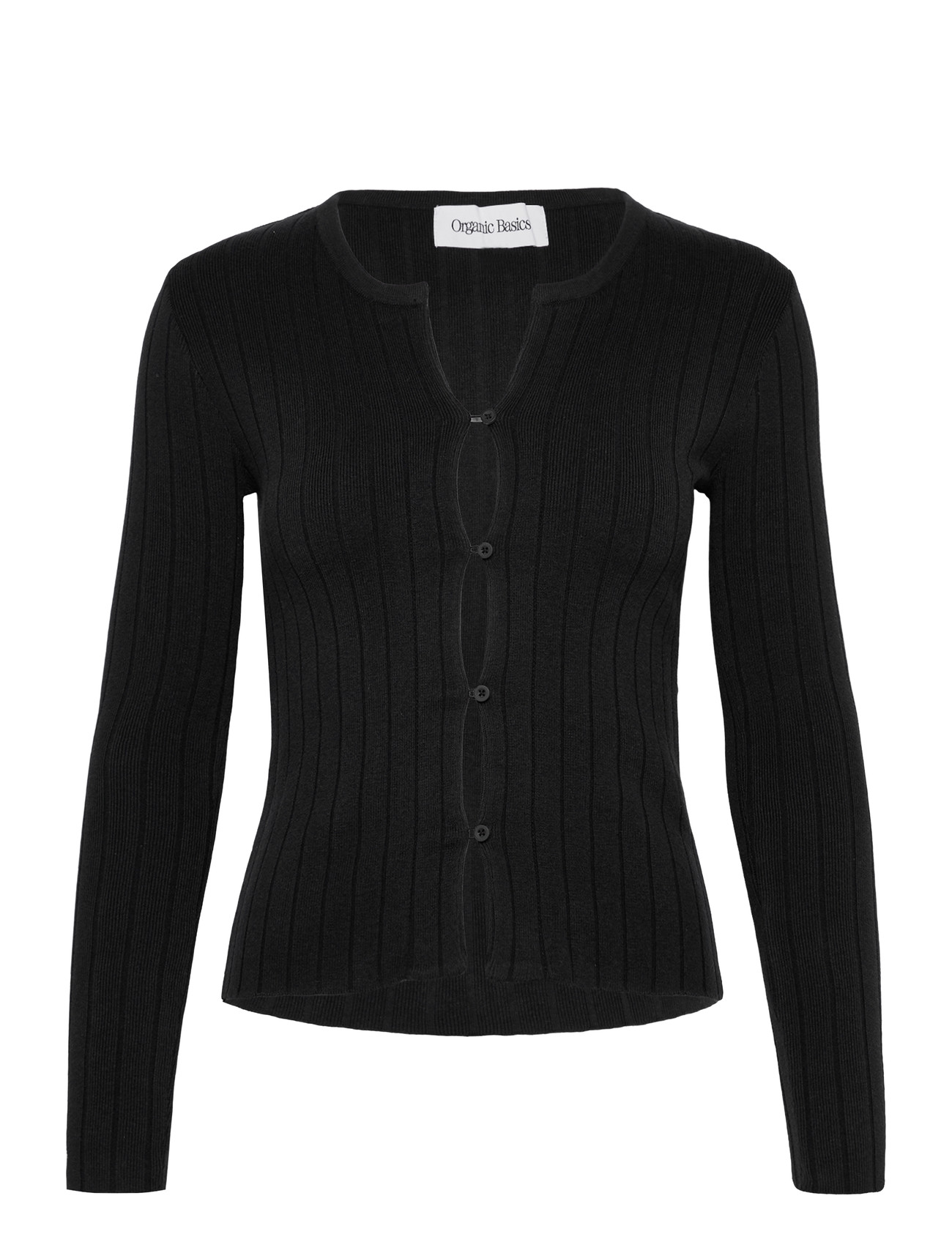 ORGANIC BASICS Soft Knit Rib Cardigan Schwarz - L - Damen