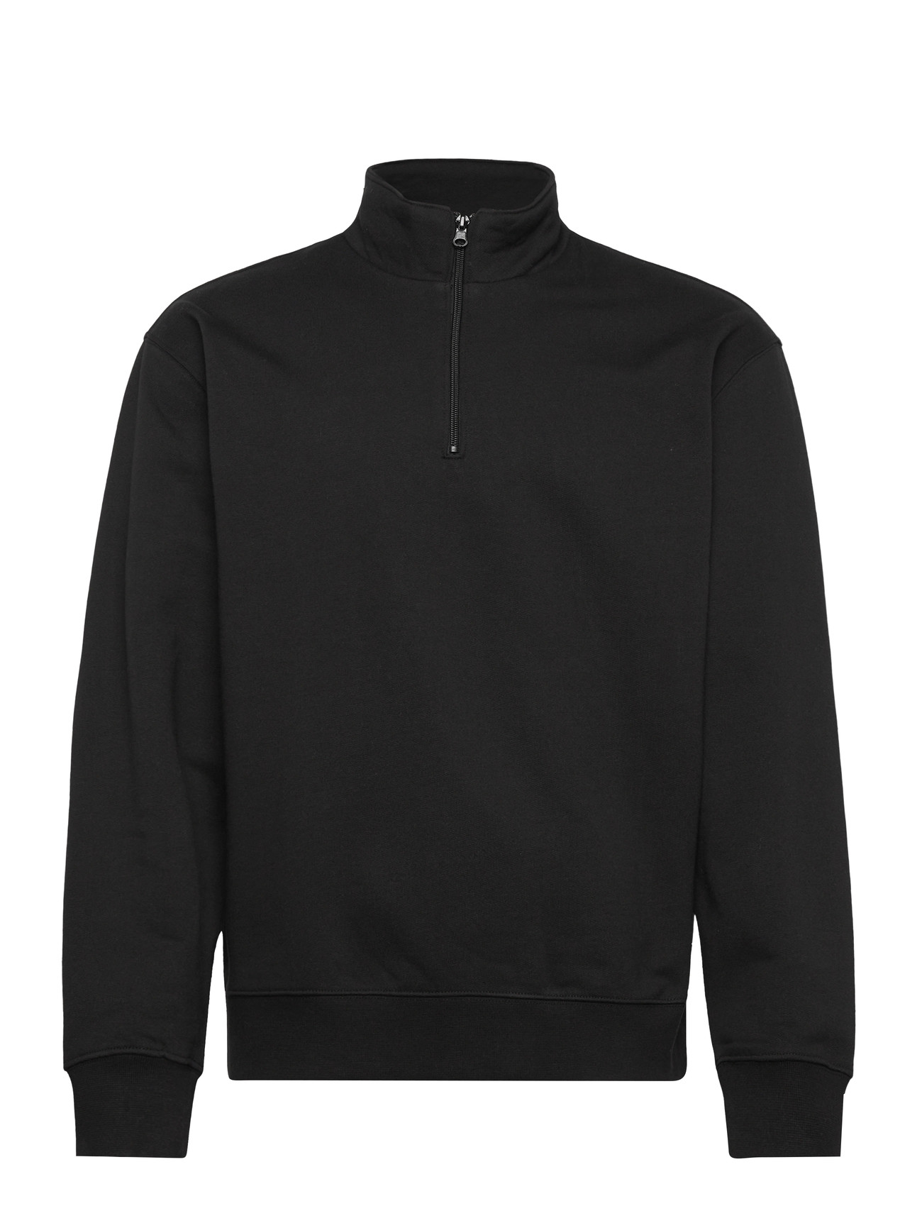 ORGANIC BASICS Weekend Half Zip Sweatshirt Schwarz - S - Herren