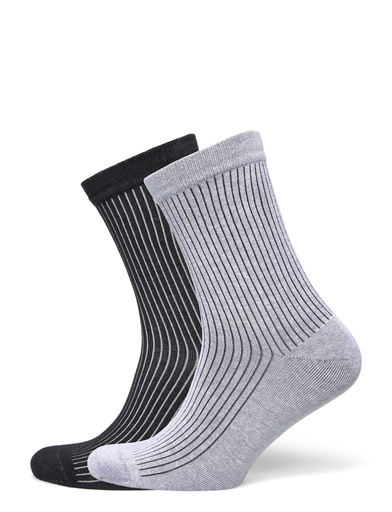 Organic Basics Core Rib Contrast Socks 2-Pack, 43-46, Grey, Sokker > Almindelige Sokker, Dame