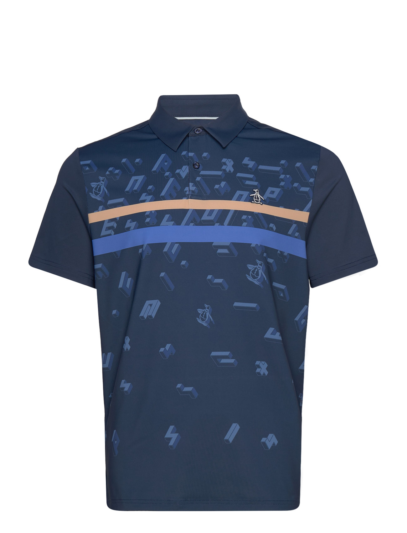 Got Game Engineered Stripe Novelty Print Polo Navy Original Penguin Golf