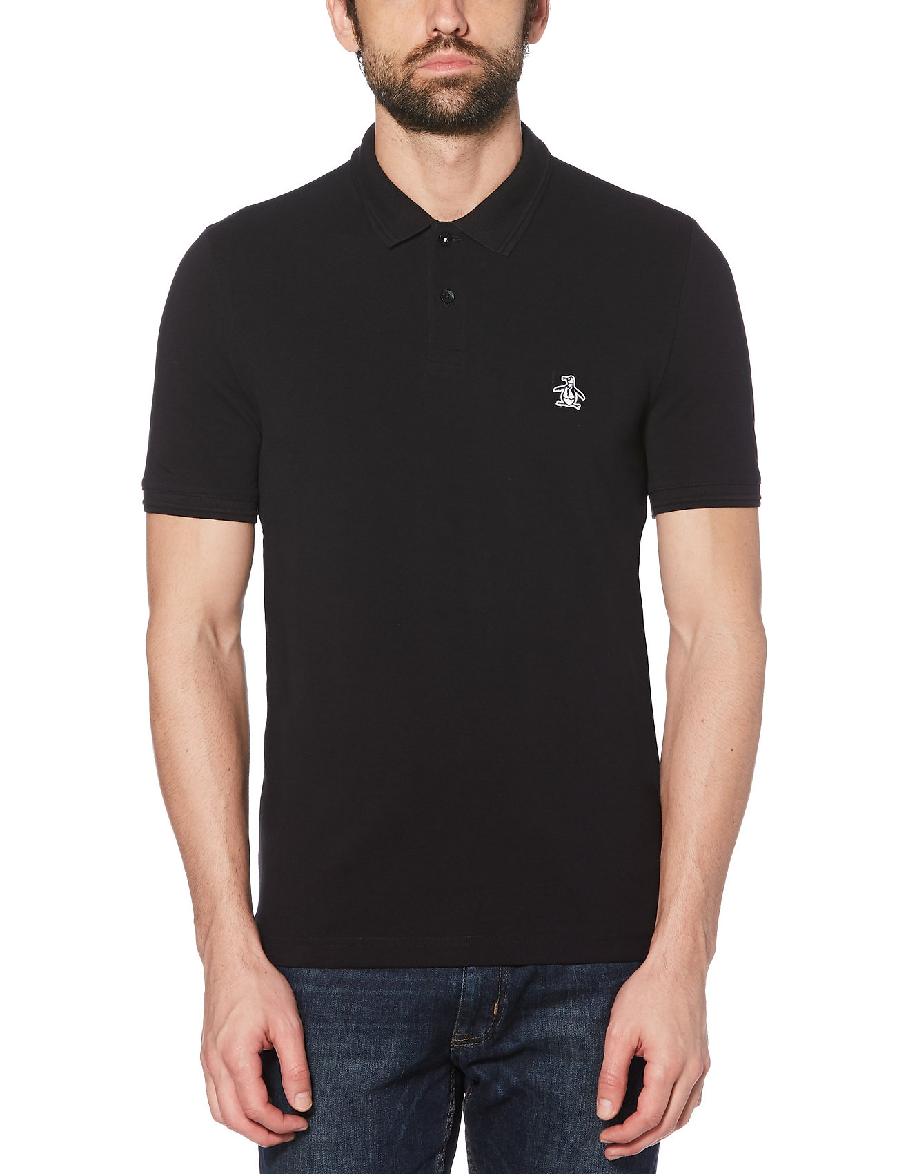 black ribbed polo shirt