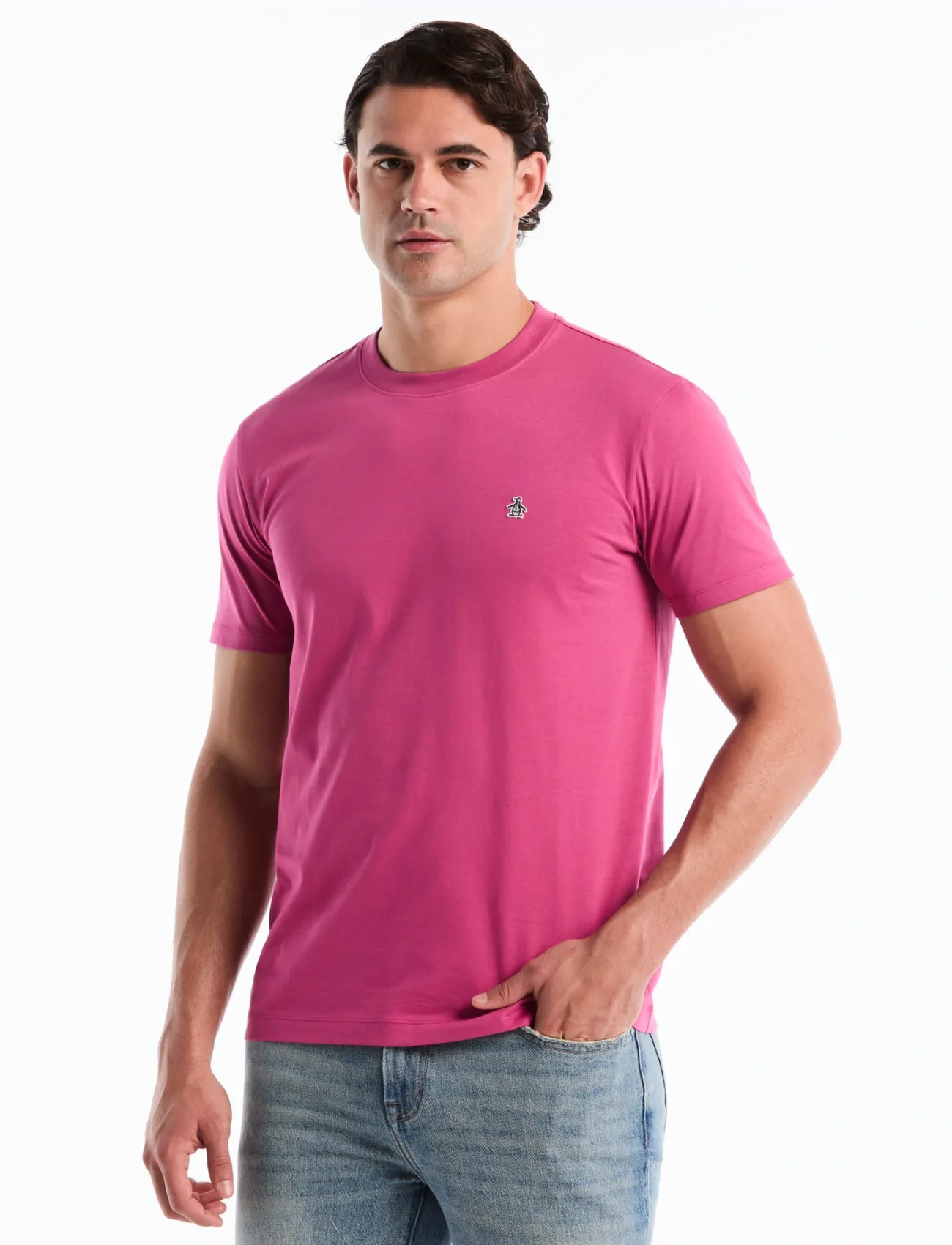 Original Penguin Cont Pin Point Sml S, XXL, Pink, T-Shirts > Kortærmede, Herre