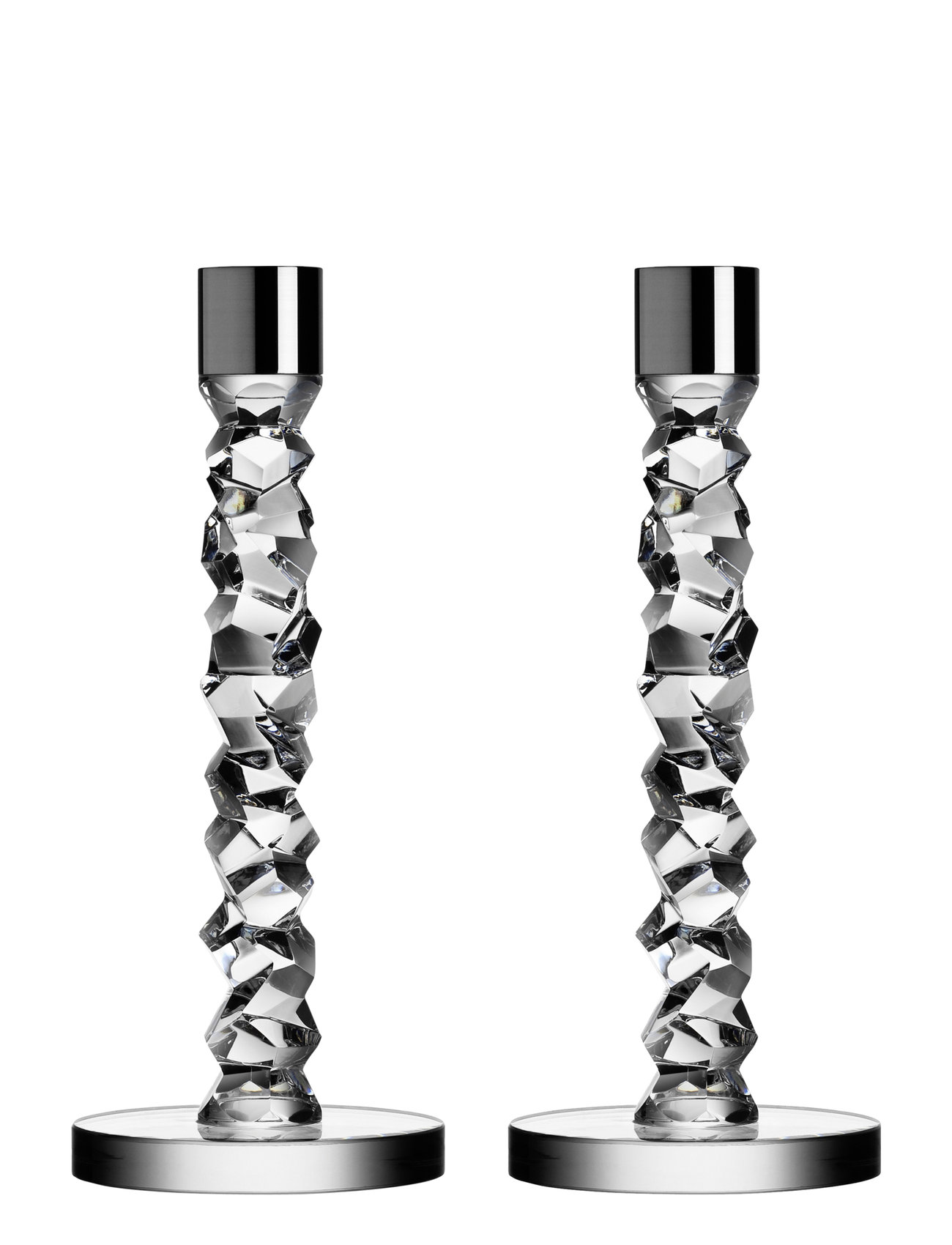 Orrefors Carat Candlestick Silver 2-Pack, One Size, Nude, Lysestager & Lanterner > Lysestager, Unisex