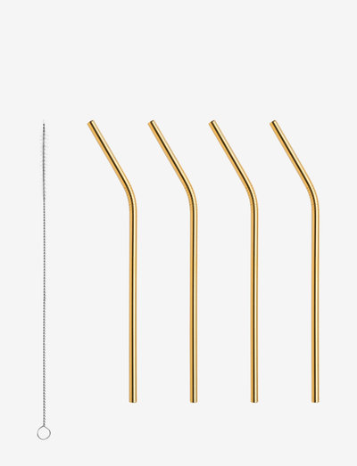 PEAK Straws 4-PACK incl. cleaning brush - strohhalme - gold
