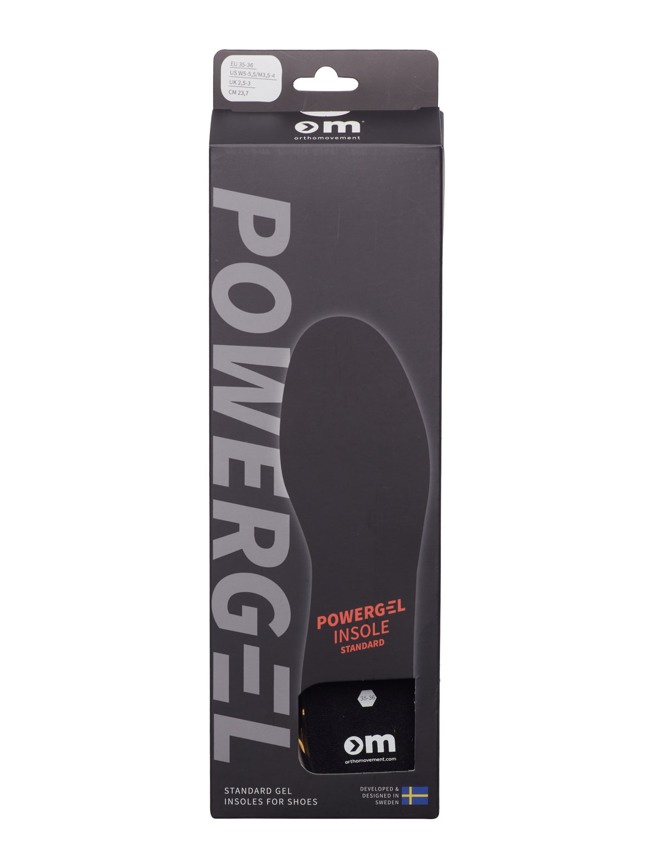 Om Standard Powergel Insole - Color - 45-46 Sport Shoe Accessories Soles Black Ortho Movement