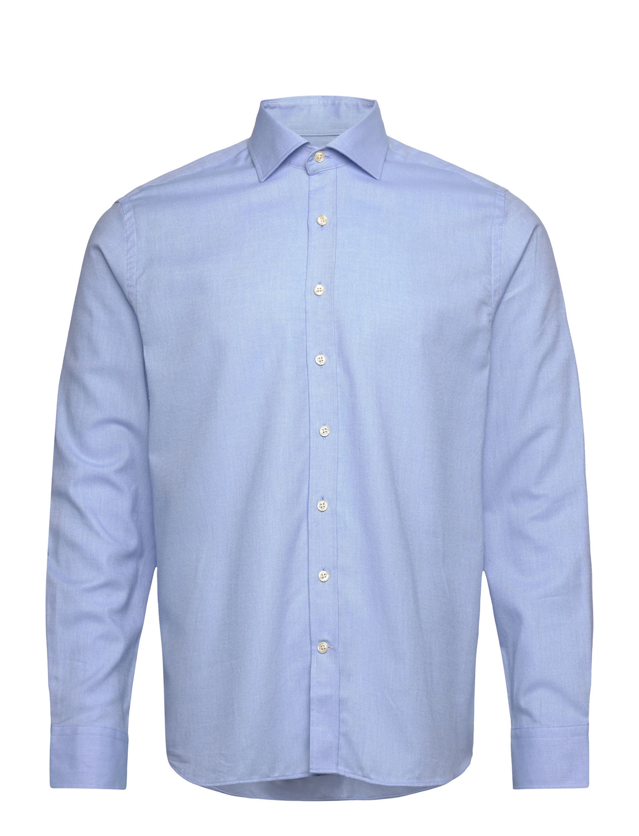 Oscar Jacobson Reg Fit Cut Away Brushed Flannel, 41, Blue, Shirts > Flannel Shirts, Herre