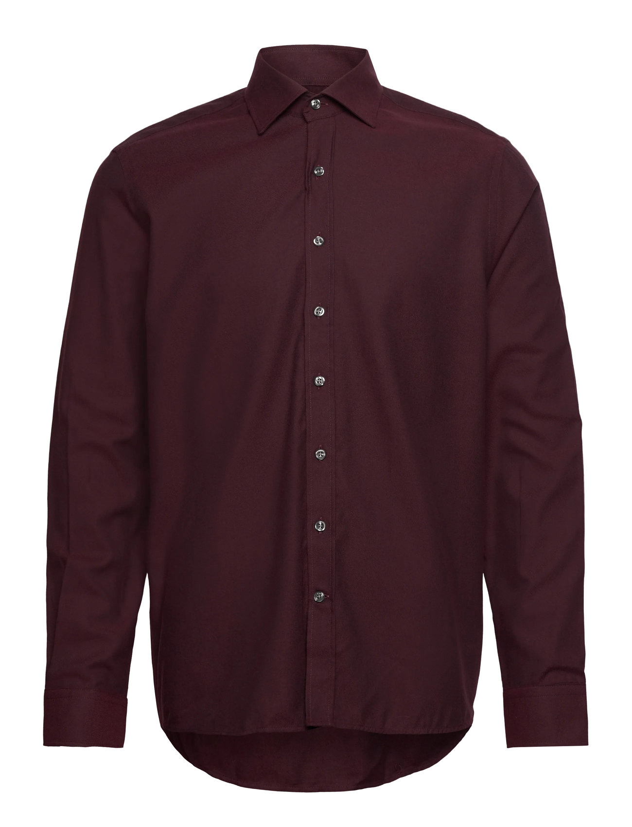 Oscar Jacobson Reg Fit Cut Away Brushed Flannel, 40, Burgundy, Shirts > Flannel Shirts, Herre