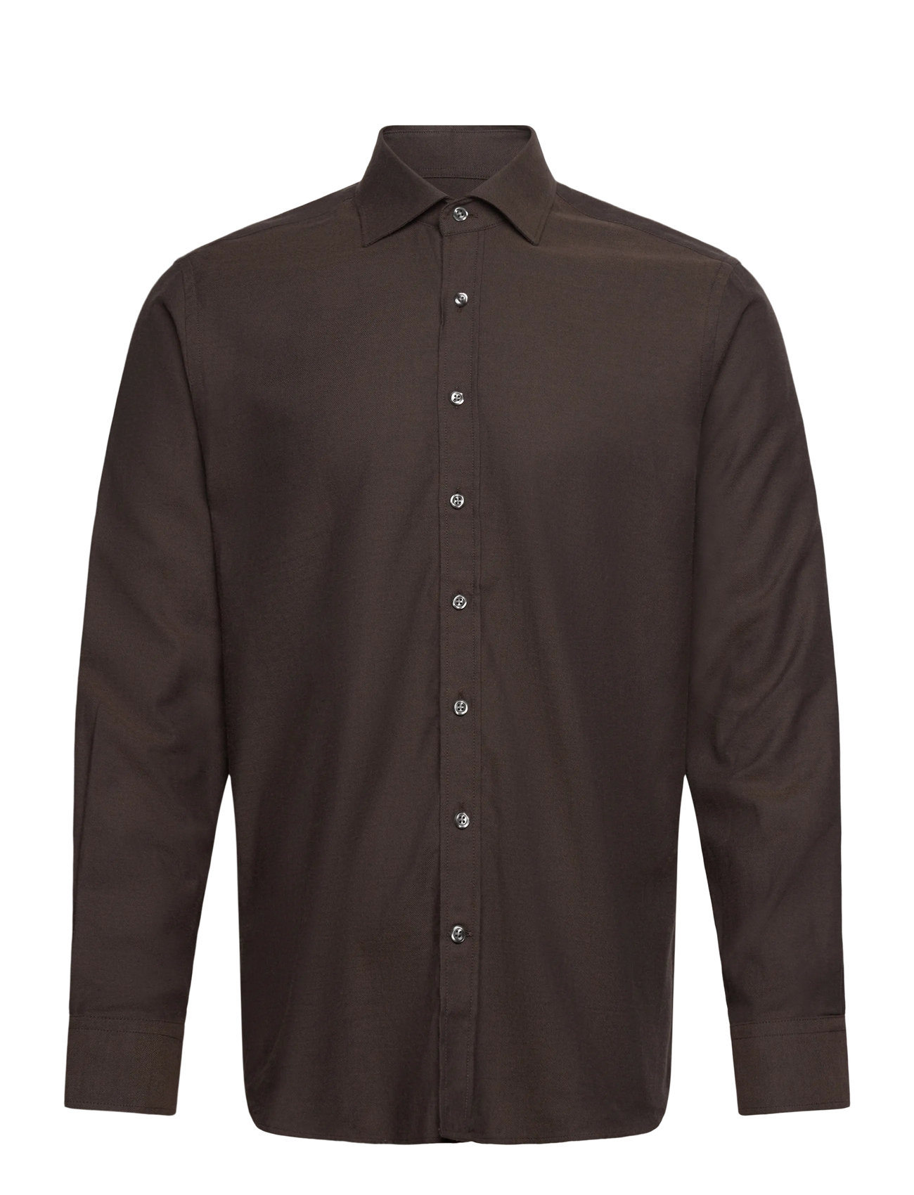 Oscar Jacobson Reg Fit Cut Away Brushed Flannel, 40, Brown, Shirts > Flannel Shirts, Herre