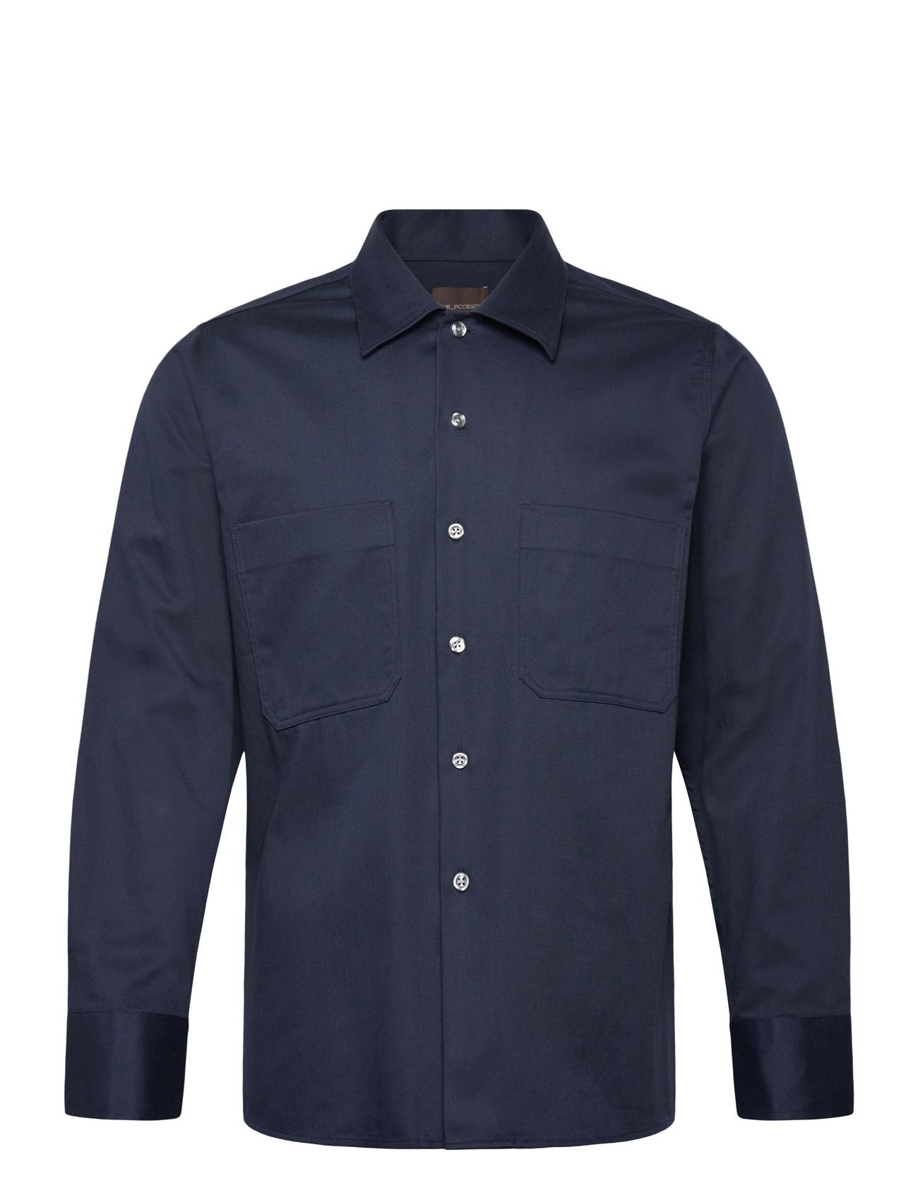 Oscar Jacobson Straight Fit Bowling Collar Shirt, M, Navy, Skjorter > Afslappet Shirts, Herre