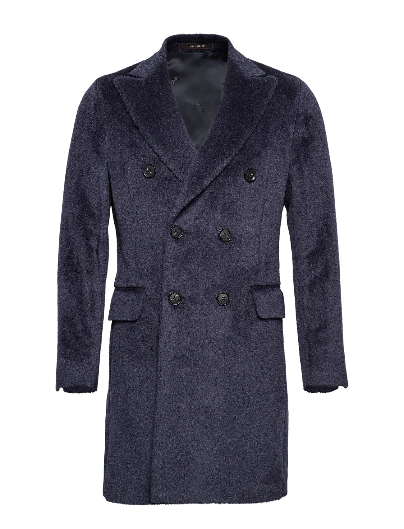 Saul Delux Coat Wollen Jas Lange Blauw Oscar Jacobson oscar jacobson kopen in de aanbieding