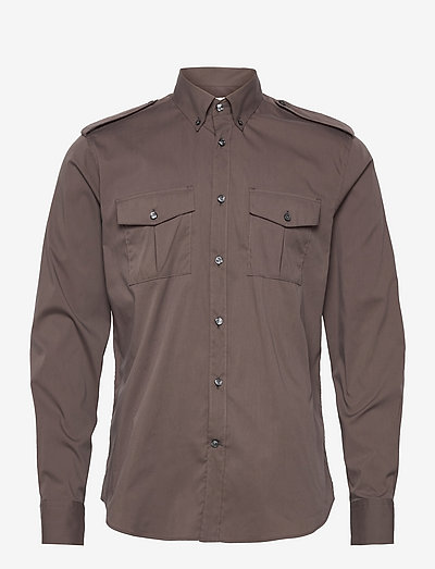 Hjalmar Slim Shirt - leinenhemden - brown