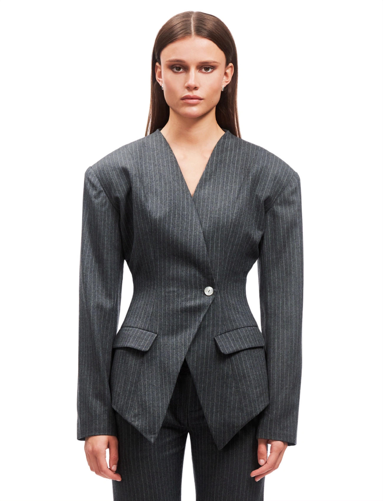 OW Collection Lani Blazer, S, Grey, Blazere > Enkeltradede Blazere, Dame