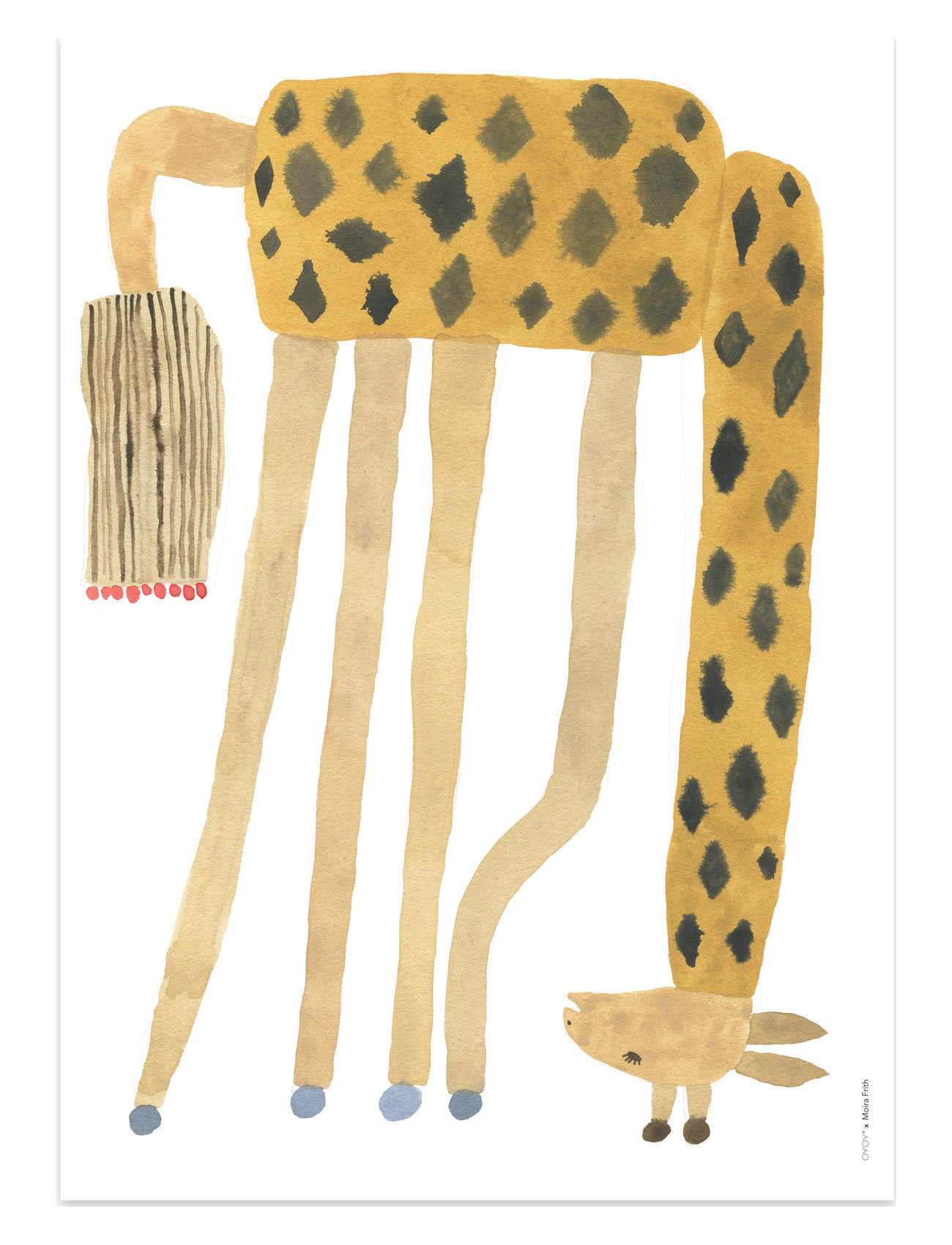 Noah Giraffe Upside Down - Poster Home Kids Decor Posters Keltainen OYOY Living Design