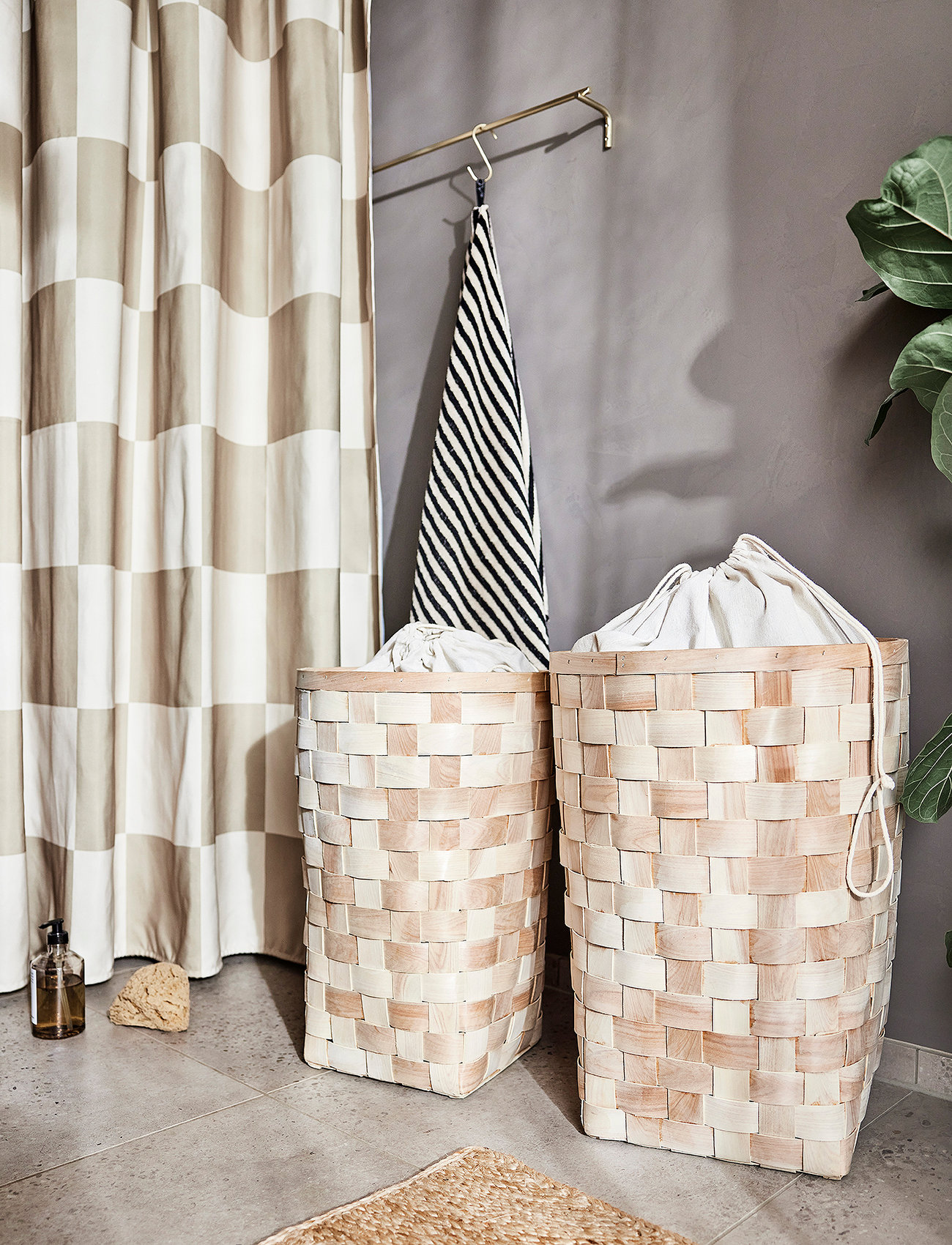 OYOY Living Design Chess Shower Curtain, One Size x 180, Beige, Tekstiler Til Badeværelset > Bruseforhæng, Unisex