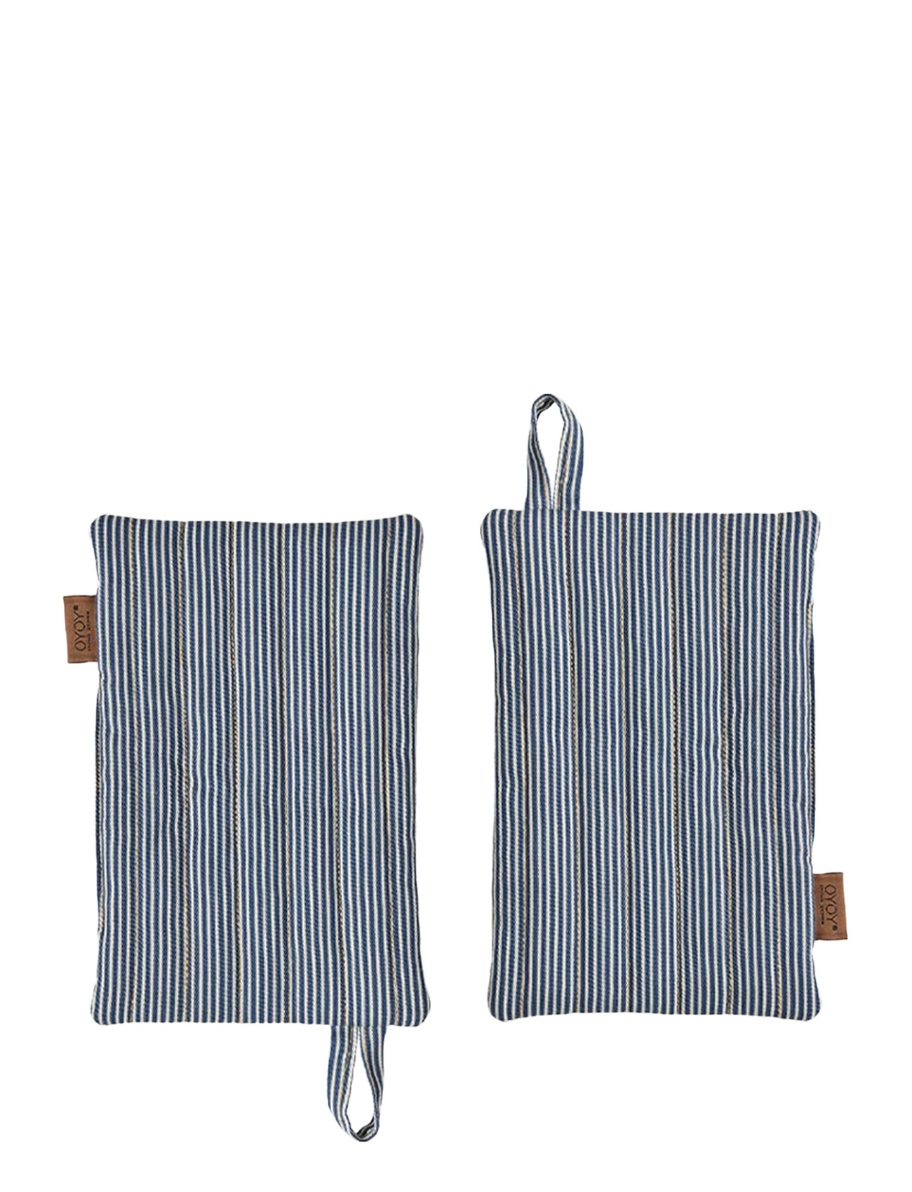 Striped Denim Potholder - Set Of 2 Home Textiles Kitchen Textiles Oven Mitts & Gloves Blue OYOY Living Design