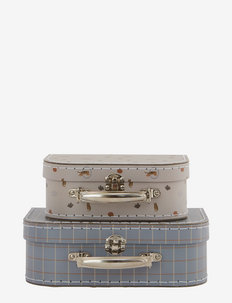Mini Suitcase Tiger & Grid - Set of 2 - aufbewahrungsboxen - blue / clay