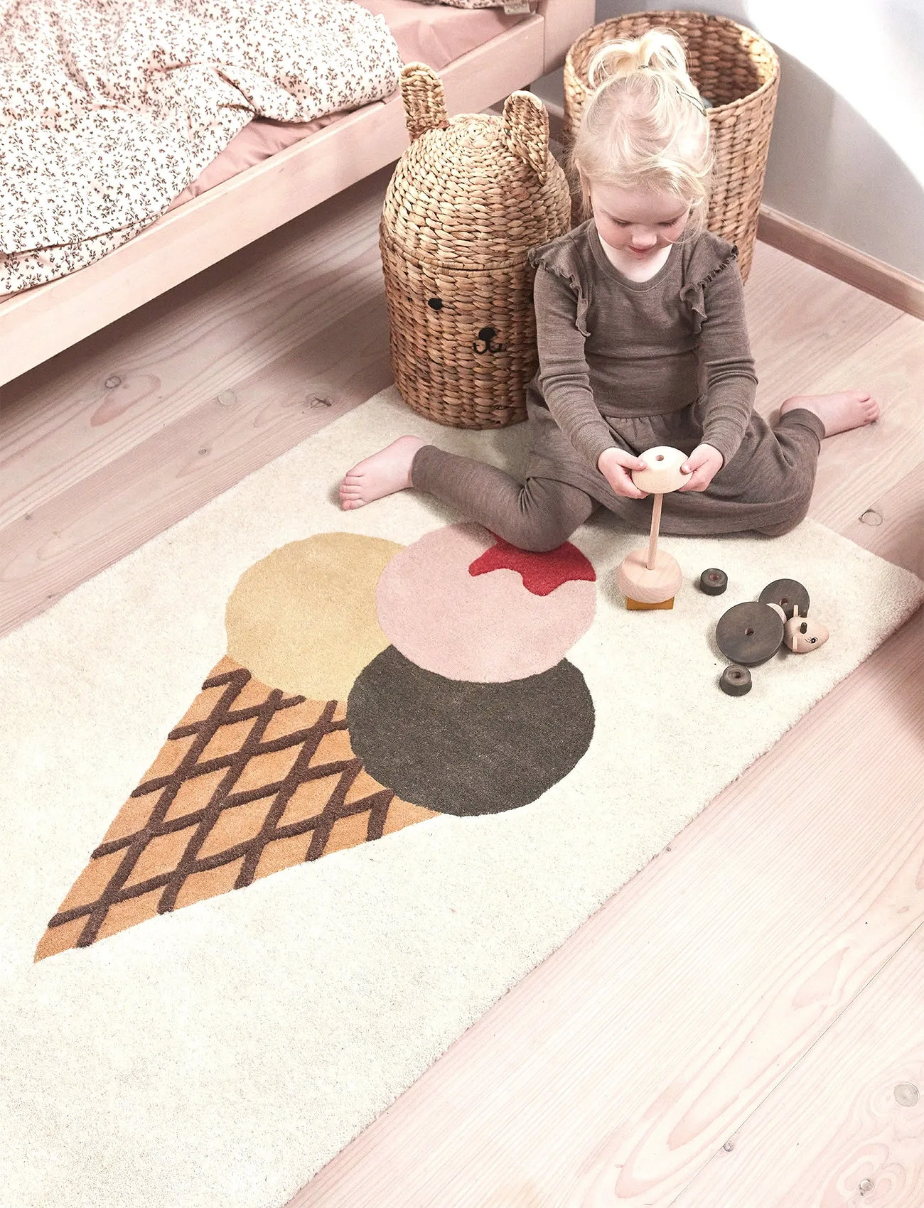 OYOY MINI Bear & Rabbit Storage Basket - Pck2, Ø28.5X H49.5 cm/Ø25X H48.5 cm, Beige, Opbevaring > Opbevaringskurve, Børn