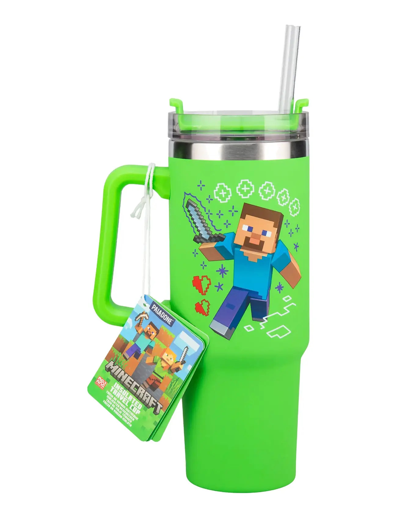 Paladone Minecraft Green 900ml Multiway Travel Cup Straw, H:24.5 cm, Green, Måltid > Kopper & Krus, Børn