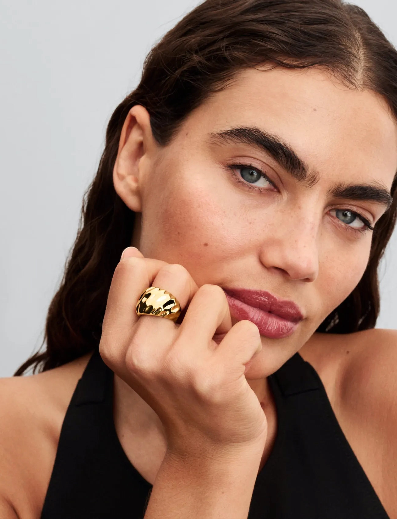 Pandora Rippled 14K Gold-Plated Ring, 56, Gold, Smykker > Ringe, Dame