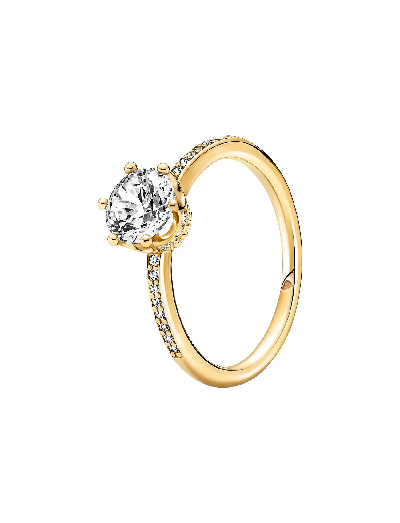 Pandora Crown 14K Gold-Plated Ring With Clear Cubic Zirconia, 60, Gold, Smykker > Ringe, Dame
