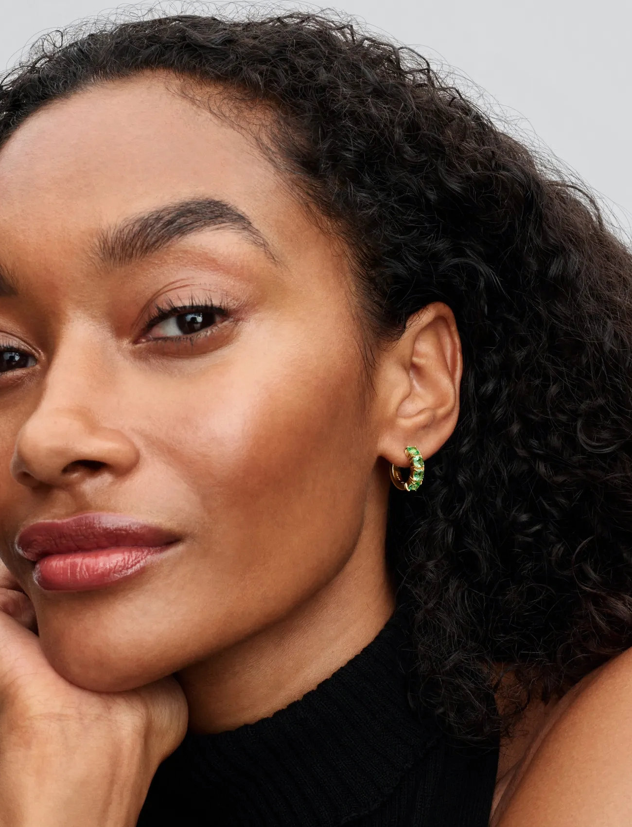 Pandora 14K Gold-Plated Hoop Earrings With Mint Green Crystal, One Size, Green, Øreringe > Creoler, Dame
