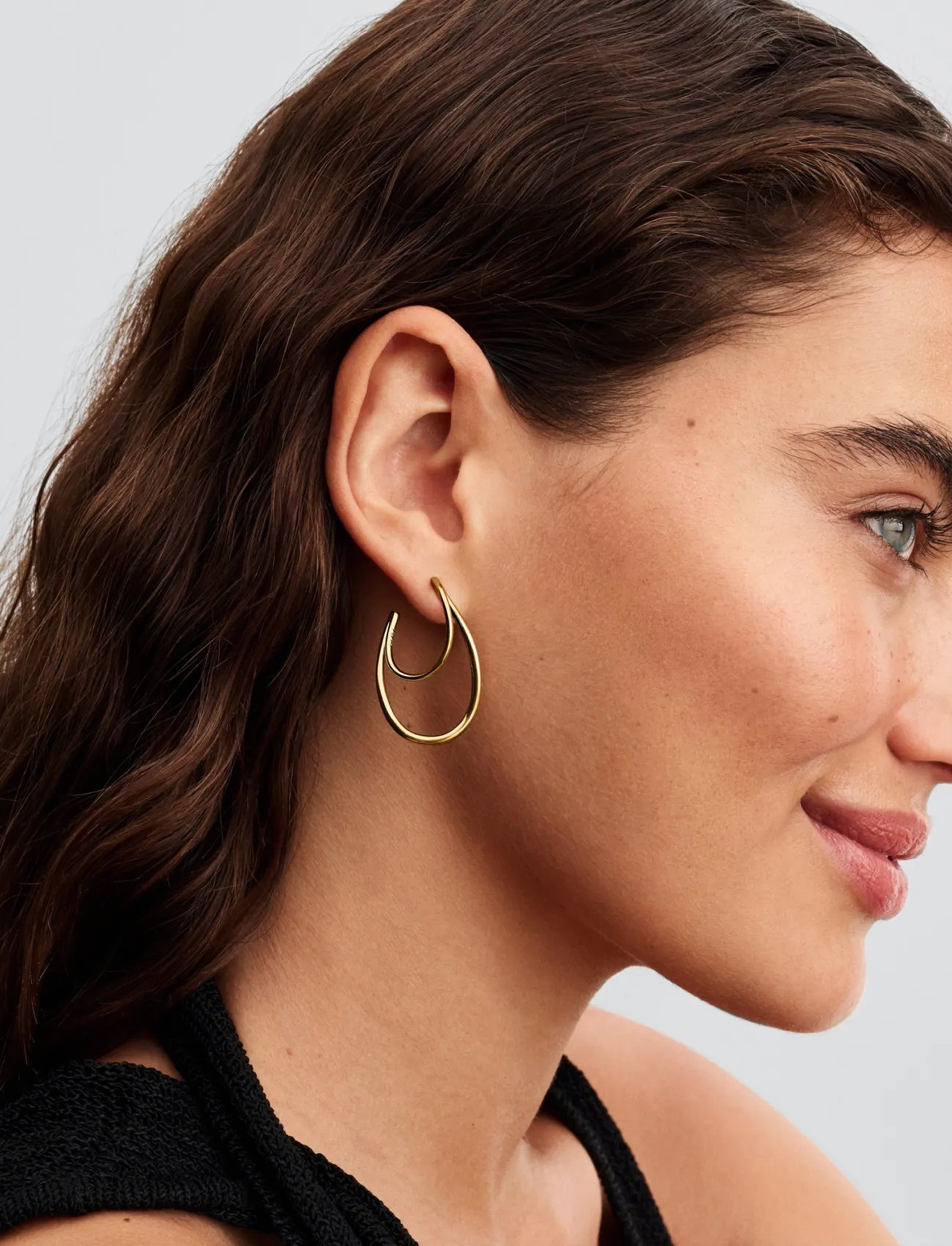 Pandora Organically Shaped 14K Gold-Plated Hoop Earrings, One Size, Gold, Øreringe > Creoler, Dame