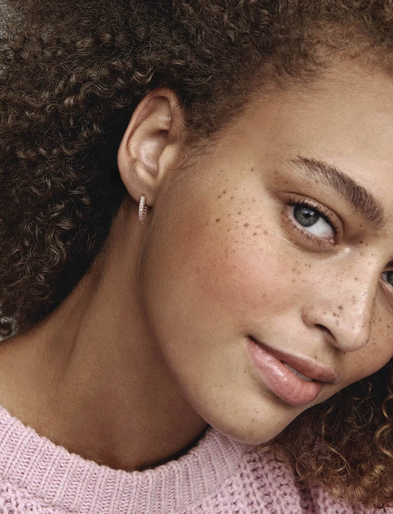 Pandora 14K Rose Gold-Plated Hoop Earrings With Clear Cubic Zirconia, One Size, Pink, Øreringe > Creoler, Dame
