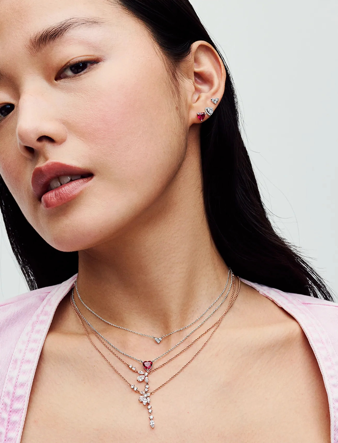 Pandora Heart Sterling Silver Stud Earrings With Cherries Jubilee Red Crystal, One Size, Red, Øreringe > Ørestikker, Dame