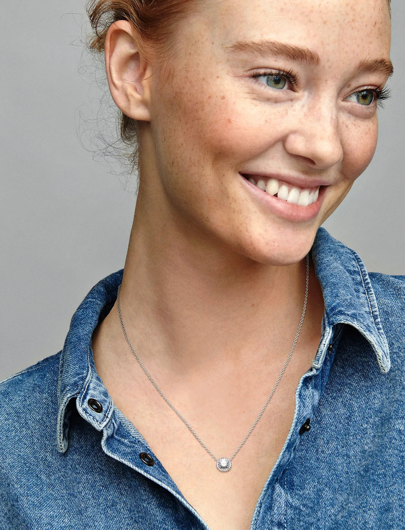 Pandora Silver Necklace With Clear Cubic Zirconia, 45 cm, Silver, Halskæder > Smukke Halskæder, Dame