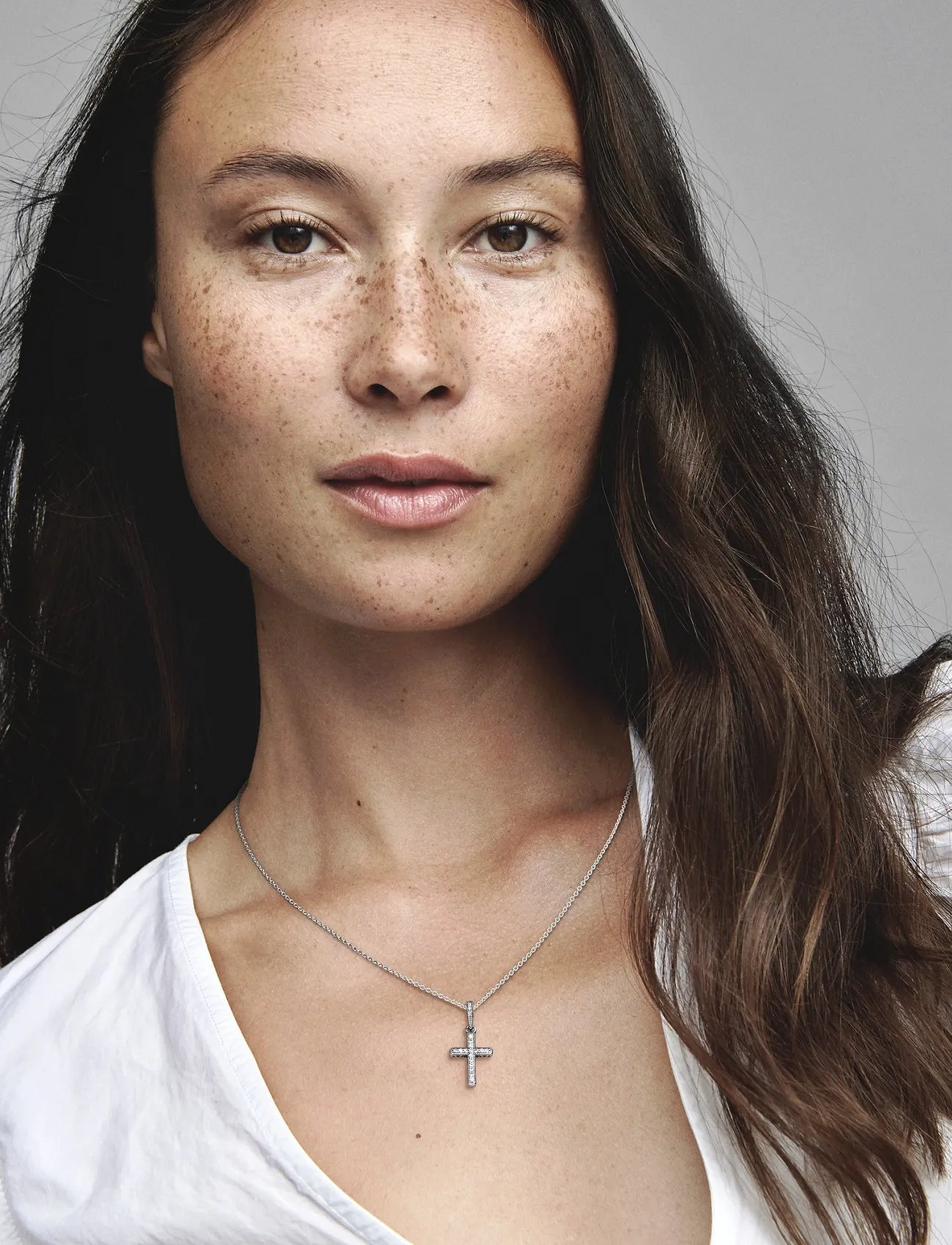 Pandora Cross Silver Pendant With Clear Cubic Zirconia, One Size, Silver, Smykker > Vedhæng, Dame