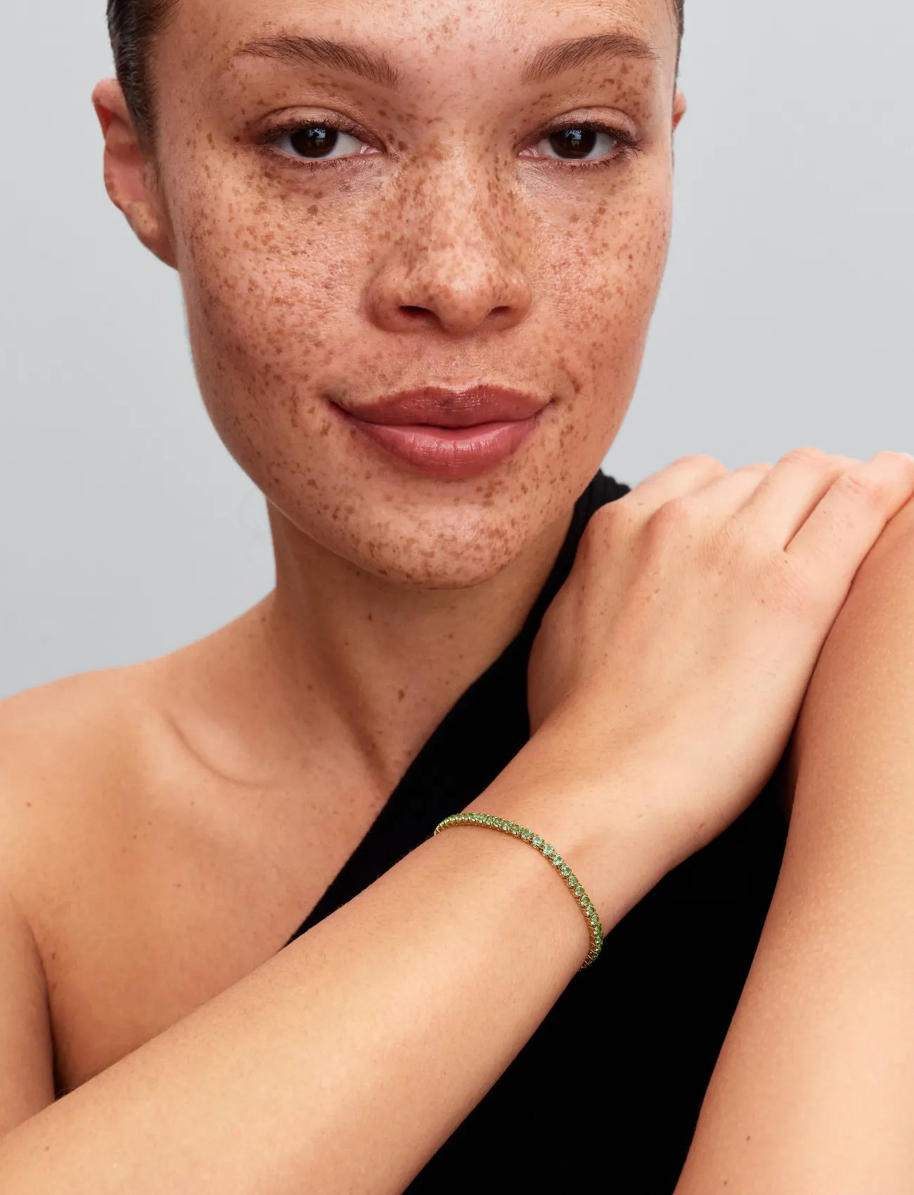Pandora 14K Gold-Plated Bracelet With Mint Green Crystal, 16 cm, Green, Armbånd > Kædearmbånd, Dame