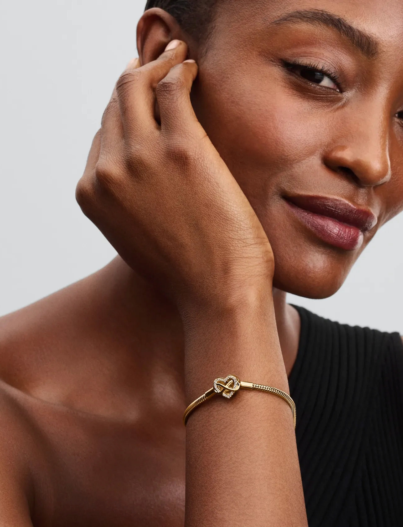 Pandora Snake Chain 14K Gold-Plated Bracelet With Clear Cubic Zirconia, 21 cm, Gold, Armbånd > Kædearmbånd, Dame
