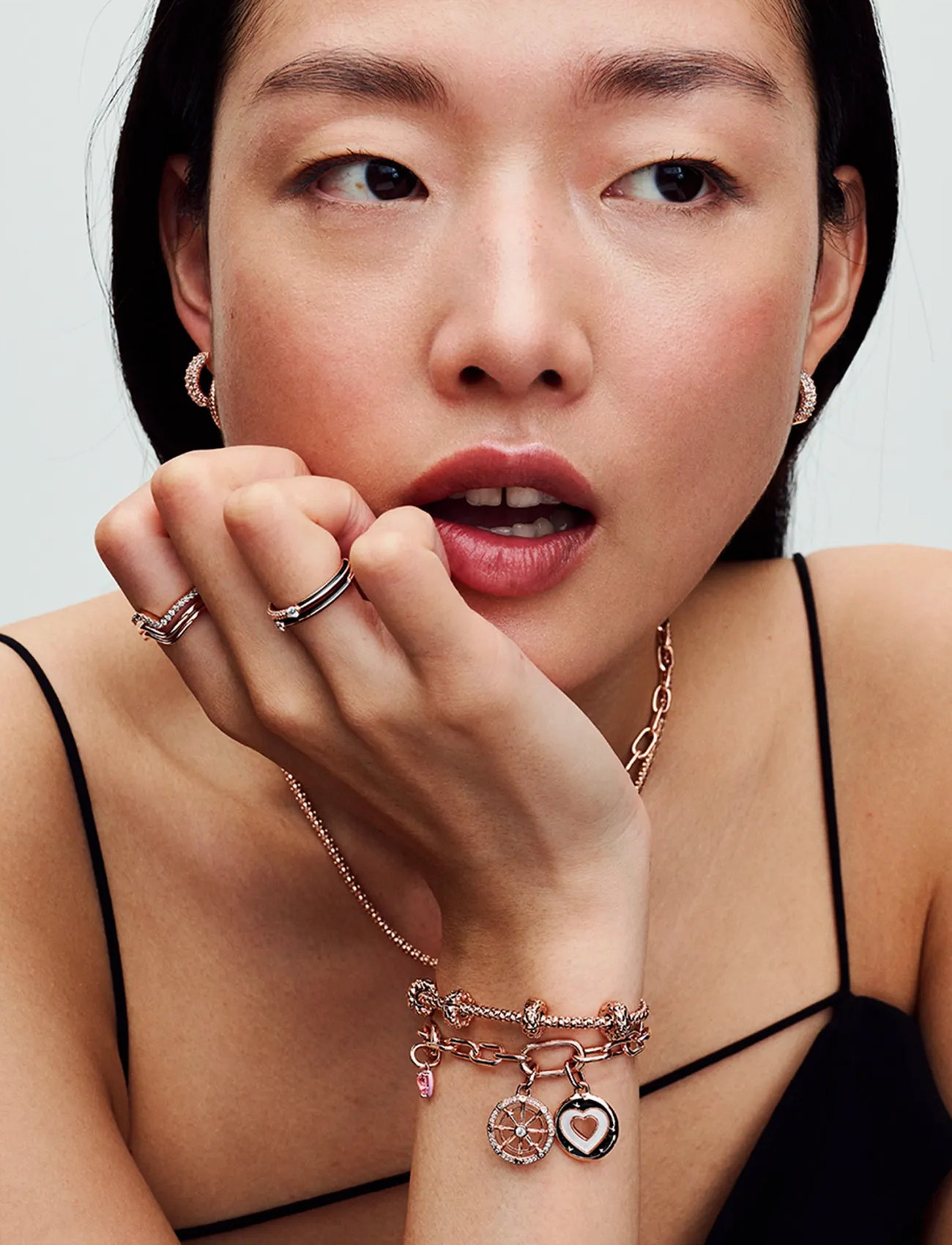 Pandora Heart 14K Rose Gold-Plated Mini Dangle With Orchid Pink Crystal And Pink Enamel, One Size, Pink, Smykker > Vedhæng, Dame