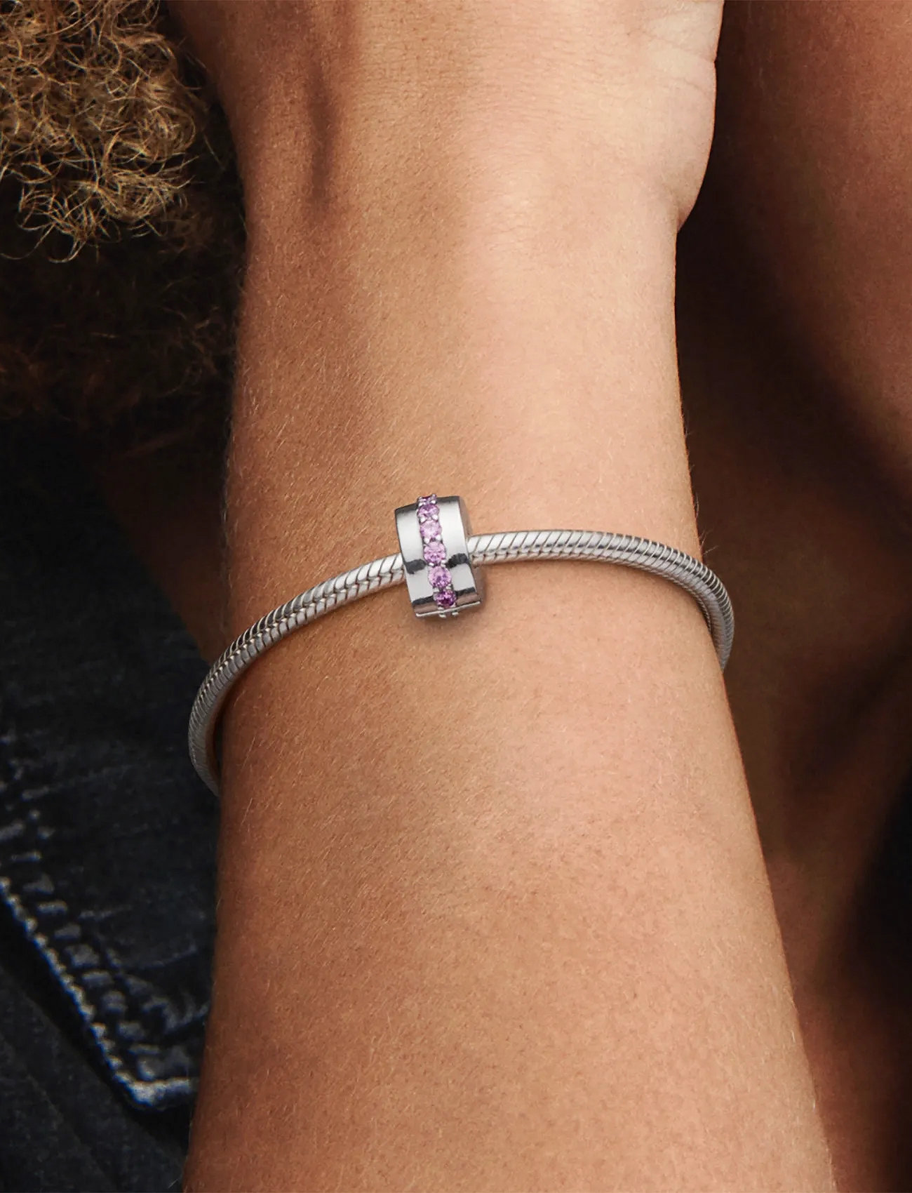 Pandora Silver Clip With Pink Cubic Zirconia, One Size, Pink, Smykker > Vedhæng, Dame