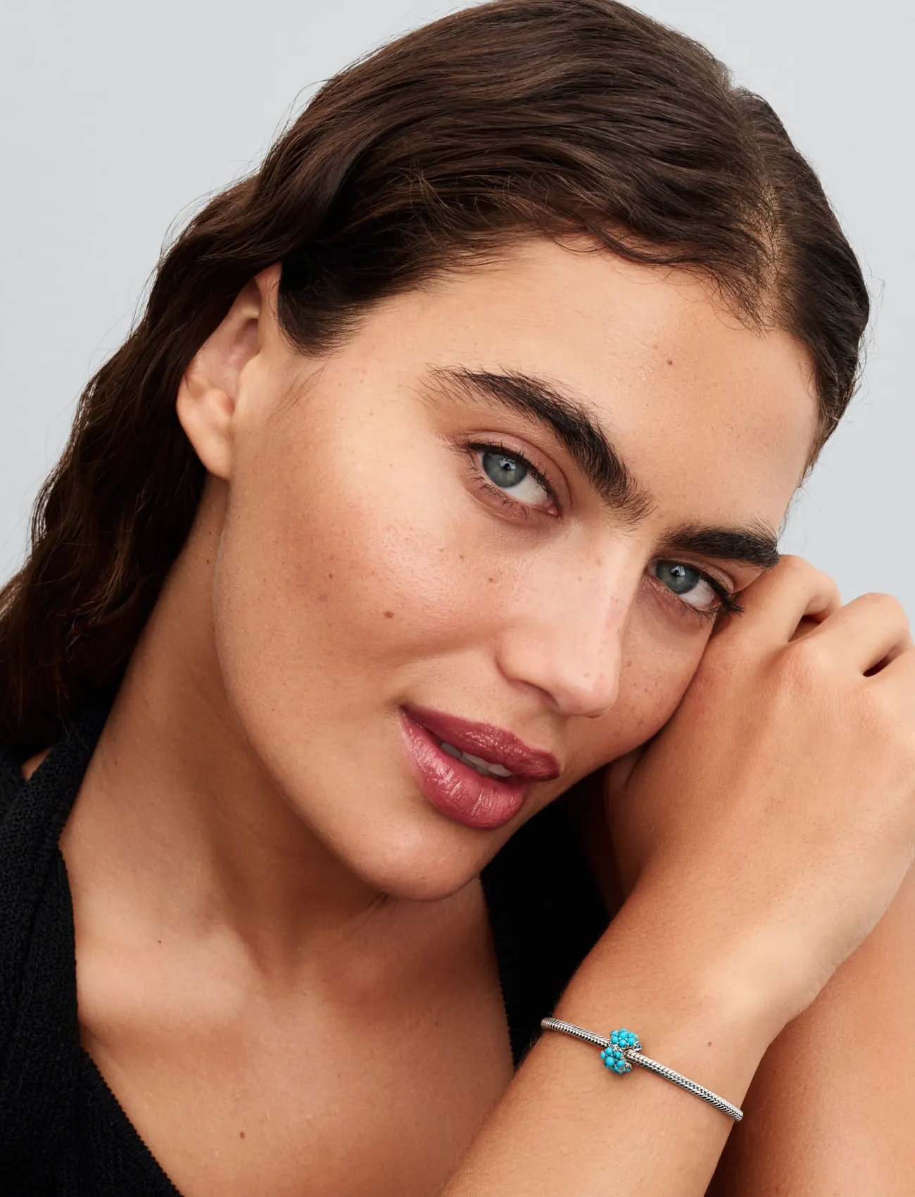 Pandora Sterling Silver Charm With Clear Cubic Zirconia And Imitation Turquoise, One Size, Blue, Smykker > Vedhæng, Dame