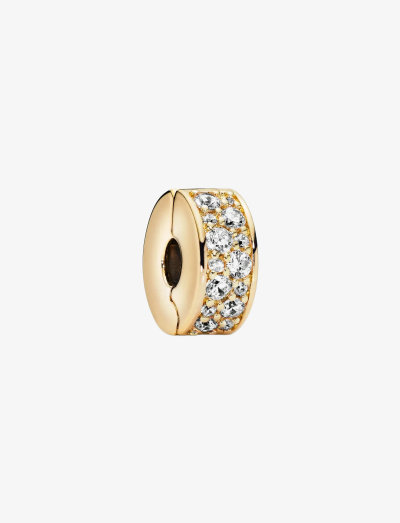 14k Gold-plated clip with clear cubic zirconia and silicone grip