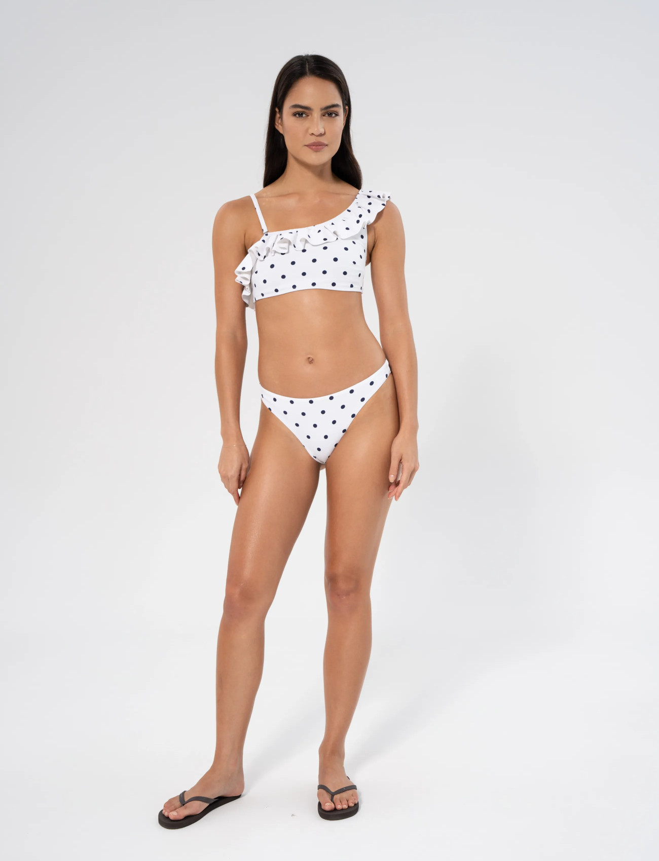 Panos Emporio Helle Polka Dot Top, 40, White, Bikinitoppe > Bandeau-Bikinitoppe, Dame