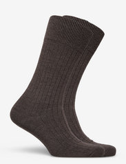 Panos Emporio - PE 2PK CALLE PREMIUM MERCERIZED WOOL RIB - regular socks - brown melange - 1