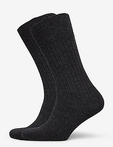 PE 2PK CALLE PREMIUM MERCERIZED WOOL RIB - regular socks - antracite