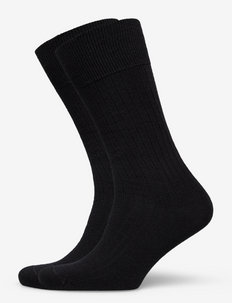 PE 2PK CALLE PREMIUM MERCERIZED WOOL RIB - regular socks - black