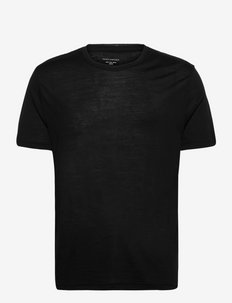 PANOS EMPORIO WOOL SHORT SLEEVE TOP - basic t-shirts - dark navy
