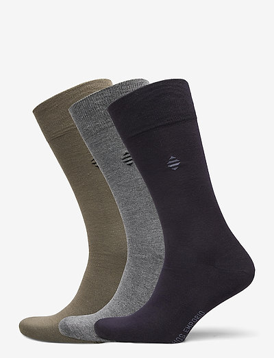 PE 3PK DANIEL BAMBOO CREW - regular socks - olive/mid grey/navy