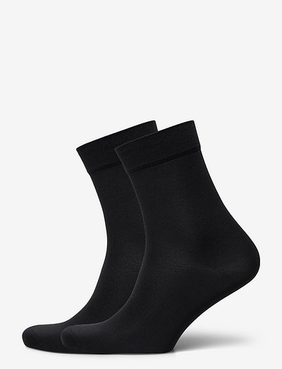 PE 2PK BIRGITTE MICROFIBER SHORT CREW - regular socks - black