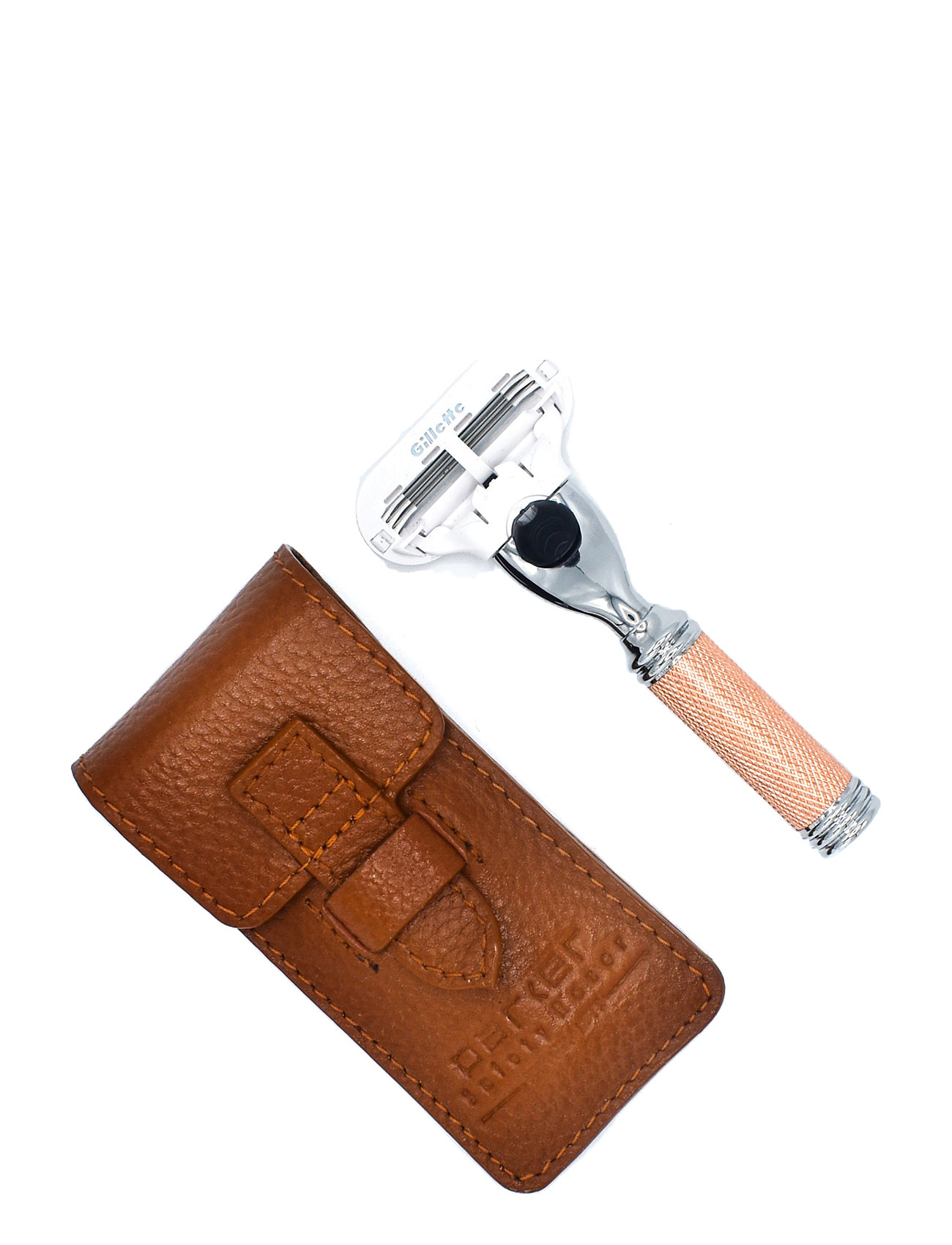 Parker Trvl-Ladies Venus Compatiable Rose Gold Textured Razor With Leather Case Rosa