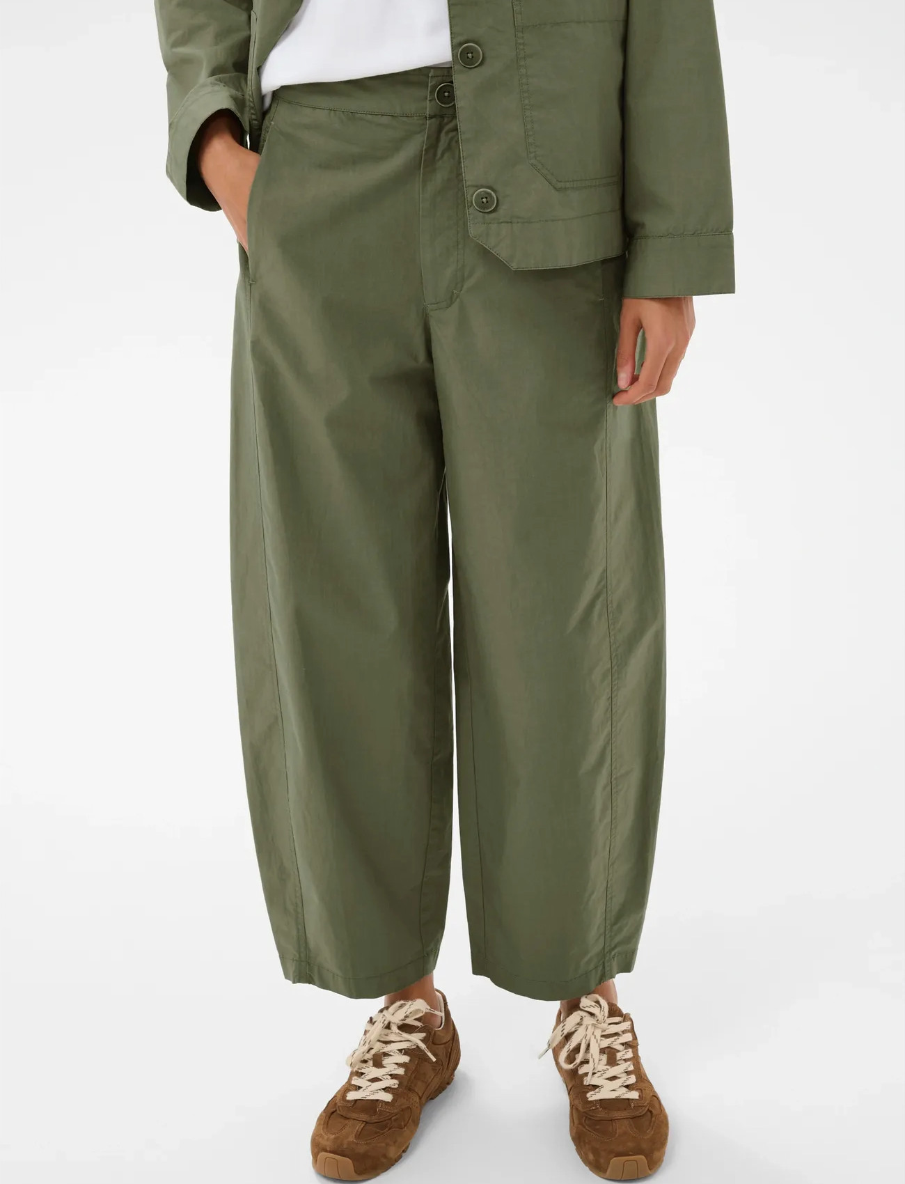 Part Two Atimaspw Pa, 36, Khaki green, Trousers > Barrel Trousers, Dame